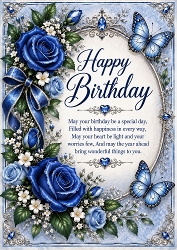 Royal Blue Birthday Elegance Birthday A4 Portrait Card Topper