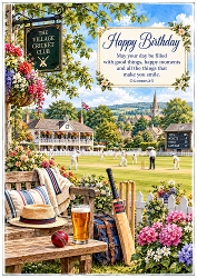 Cricket On The Village Green Birthday A4 Portrait Card Topper