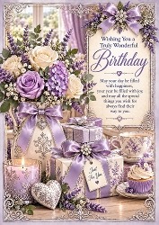 Lavender Dreams Birthday A4 Portrait Card Topper