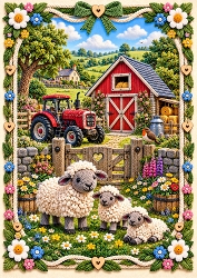 Knitted Country Farm A4 Portrait Card Topper