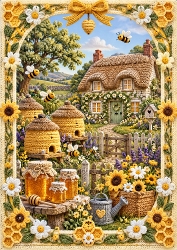 Knitted Honey Cottage A4 Portrait Card Topper