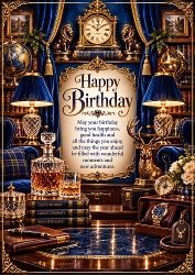 Royal Blue Gentleman Luxury Birthday A4 Portrait Card Topper