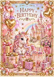 Unicorn Luxury A4 Portrait Birthday Card Topper