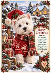 Knitted Cute Westie A4 Portrait Christmas Card Topper