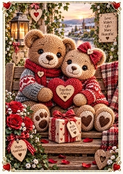 Knitted Anniversary Bears A4 Portrait Card Topper