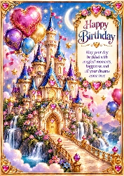 Fairy-Tale Castle A4 Portrait Birthday Card Topper