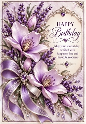 Lavender Grace - A4 Portrait Birthday Card Topper