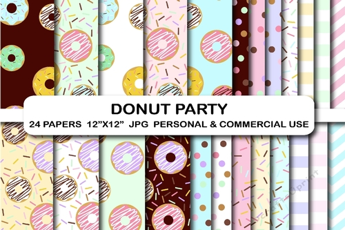 Donut digital papers, Doughnut sprinkles digital scrapbook papers, Scrapbooking donut pattern papers