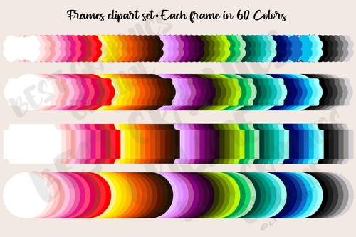 Frames Clipart Set Labels clipart Colorful frames label clipart, Rainbow colors frames