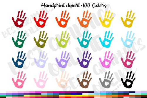 Hand prints clipart, Painted hands clipart, Kids baby hand print