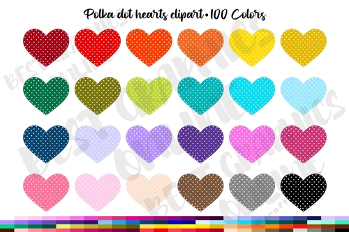 Heart clipart set, Polka dot hearts clip art graphics, Hearts clip art