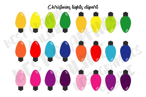 Christmas Lights Clipart, Holiday Clip Art Graphics, Christmas Graphics Set 