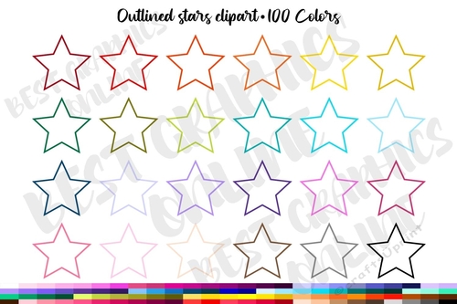 Stars clipart set, Outlined stars clip art graphics