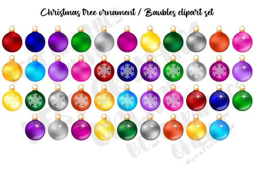 Christmas Baubles Clipart, Holiday Clipart, Christmas ornament clipart