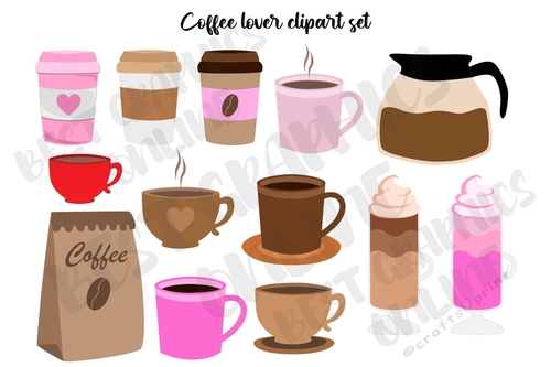 Coffee Clipart, Coffee Mugs, Latte Espresso Mocha Frappe