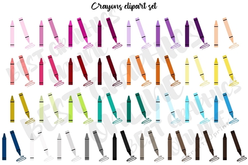 Colorful Crayons clipart Bright Colors, Teachers Digital Crayons, School Supplies Graphics