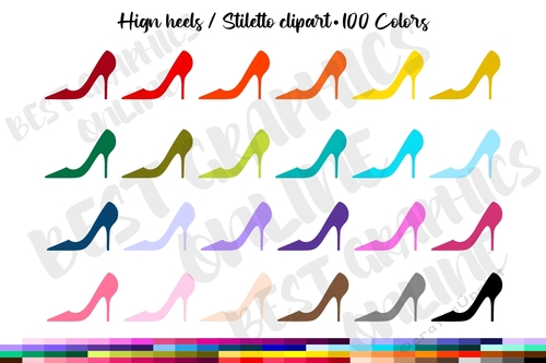 100 High heels clipart, Stiletto shoes clip art, Pumps planner stickers Fashion clipart