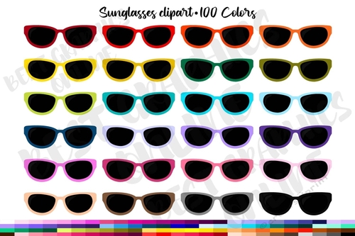 100 Sunglasses clipart set, Summer clip art, Planner stickers, Digital scrapbooking 