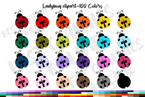  100 Ladybugs Clipart Set, Ladybug Clip art Graphics, Bugs
