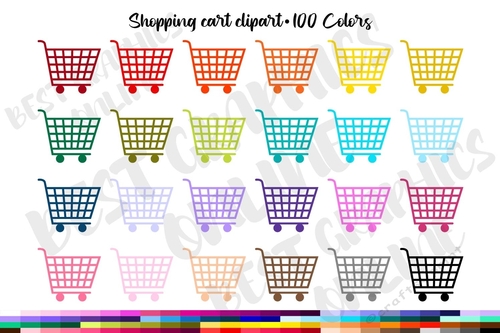 Grocery Shopping Clip Art, Grocery Shop Trolley clipart graphics