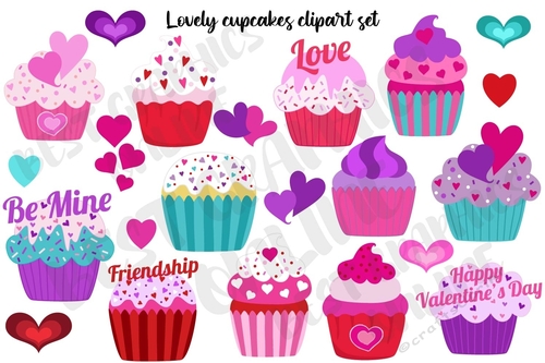 SWEET CUPCAKES clipart for invitations, Birthdays, Scrapbooking, Muffins graphics, Dessert clip art