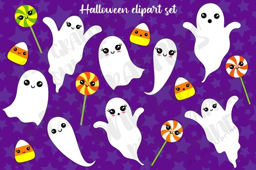 Ghost clipart, Halloween ghosts clip art graphics, Digital planner sticker, Candy corn