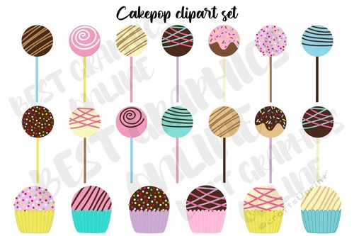 Cake Pop Clipart, Clip Art, Dessert Clipart Graphics, Food Clip Art, Cake pops