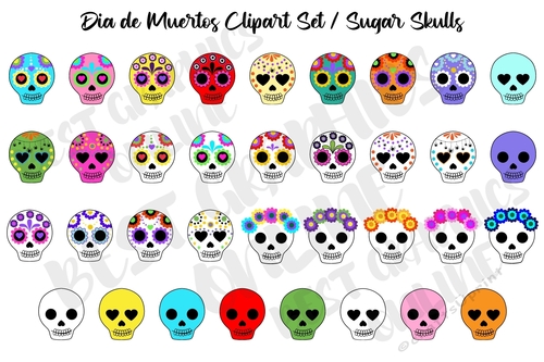 Halloween clipart, Day of the dead, Sugar skull, Dia de los muertos, Skulls clip art 