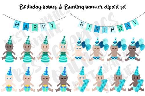 Birthday Babies Clipart Graphics Set Babyshower Baby boy