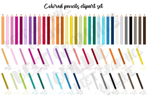 Colored pencils clipart set, Coloring pencils clip art image