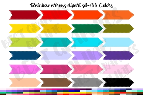 Rainbow stitched arrows clipart set, Arrow planner stickers