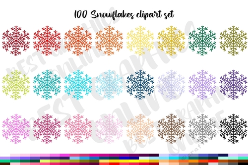 100 Snowflakes clipart, Christmas snowflake clipart graphics