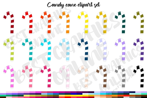 100 Christmas sweets candy cane clipart set, Christmas candy canes