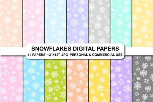 Christmas paper set, Christmas digital papers, Snowflakes digital papers