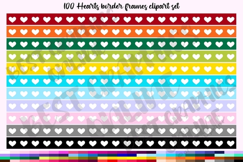 100 Hearts banner clipart Hearts border graphics Love Heart 