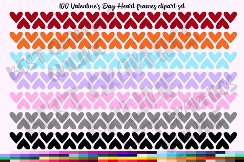 100 Valentines Day Hearts banner Frames clipart borders