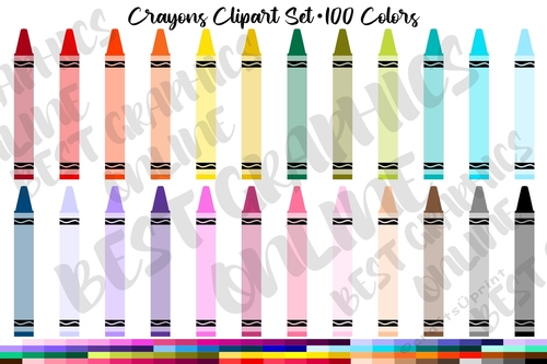 100 Crayons Clipart, Back to School Supplies