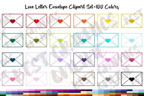 Envelope Clipart Set, Love Letter Envelopes Clipart Graphics