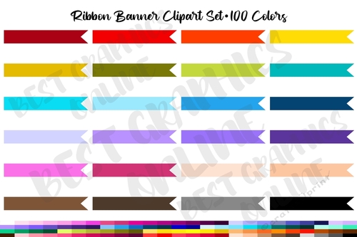 Ribbon Banner Clipart, Digital Banners, Plan Banner, Blank Banner