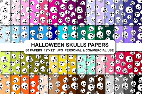 Halloween Skulls Pattern Digital Papers, Skull Digital Paper, Dia de muertos pattern paper pack, Day of the day digital papers