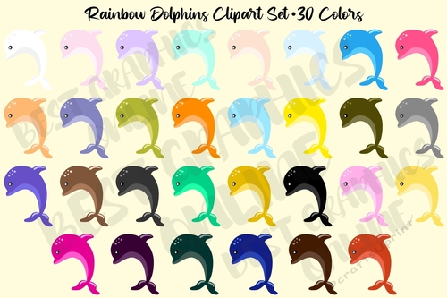 Dolphins Clipart Set, Sea Animal Creature Dolphin Clipart 