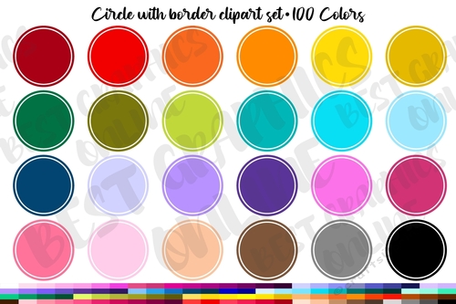 Circle with border planner sticker clipart set Circles image