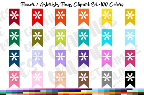 100 Flowers Asterisk Bunting Flags Banners Flower Clipart Asterisks