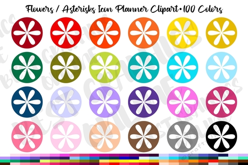 Flower Icons Clipart, Asterisk Flowers Planner Sticker Icon