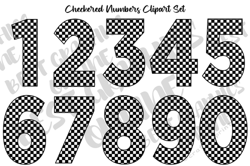 Checkered Black and White Racing Checkers Numbers Clipart