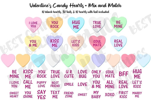 Valentines Day Candy Hearts Clipart Love Conversation Heart