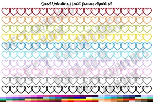 Valentines Day Hearts Banner Frames, Heart Banners Clipart