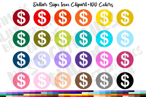 100 Dollar sign icon clipart Money planner sticker image