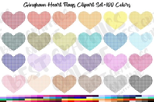 Gingham hearts clipart Valentines day checkered heart image 
