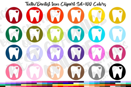 100 Tooth Dentist Icon Planner Clipart